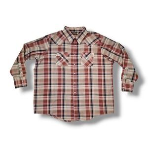 Vintage Holt Western Wear Pearl Snap Long Sleeve Button Up Plaid Men's 3XL